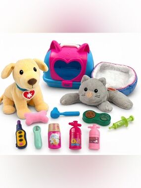 Melissa Doug Vet Pet Care Bundle Plush Dog Cat Carrier Pretend Play Toys